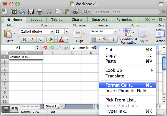 excel 2016 mac shortcut for subscribt
